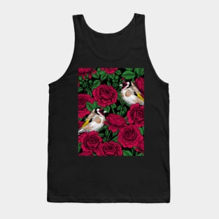 Red Rose flowers and goldfinch birds Tank Top